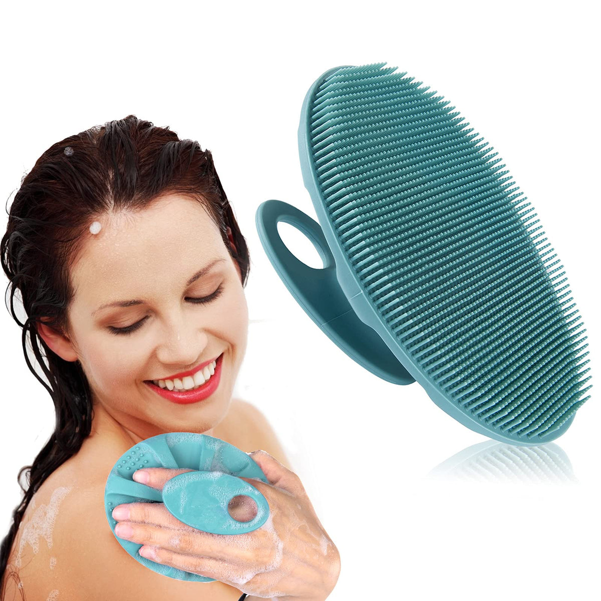 Innerneed Soft Silicone Body Cleansing Brush - Gentle Exfoliating Shower Scrubber, Dark Green