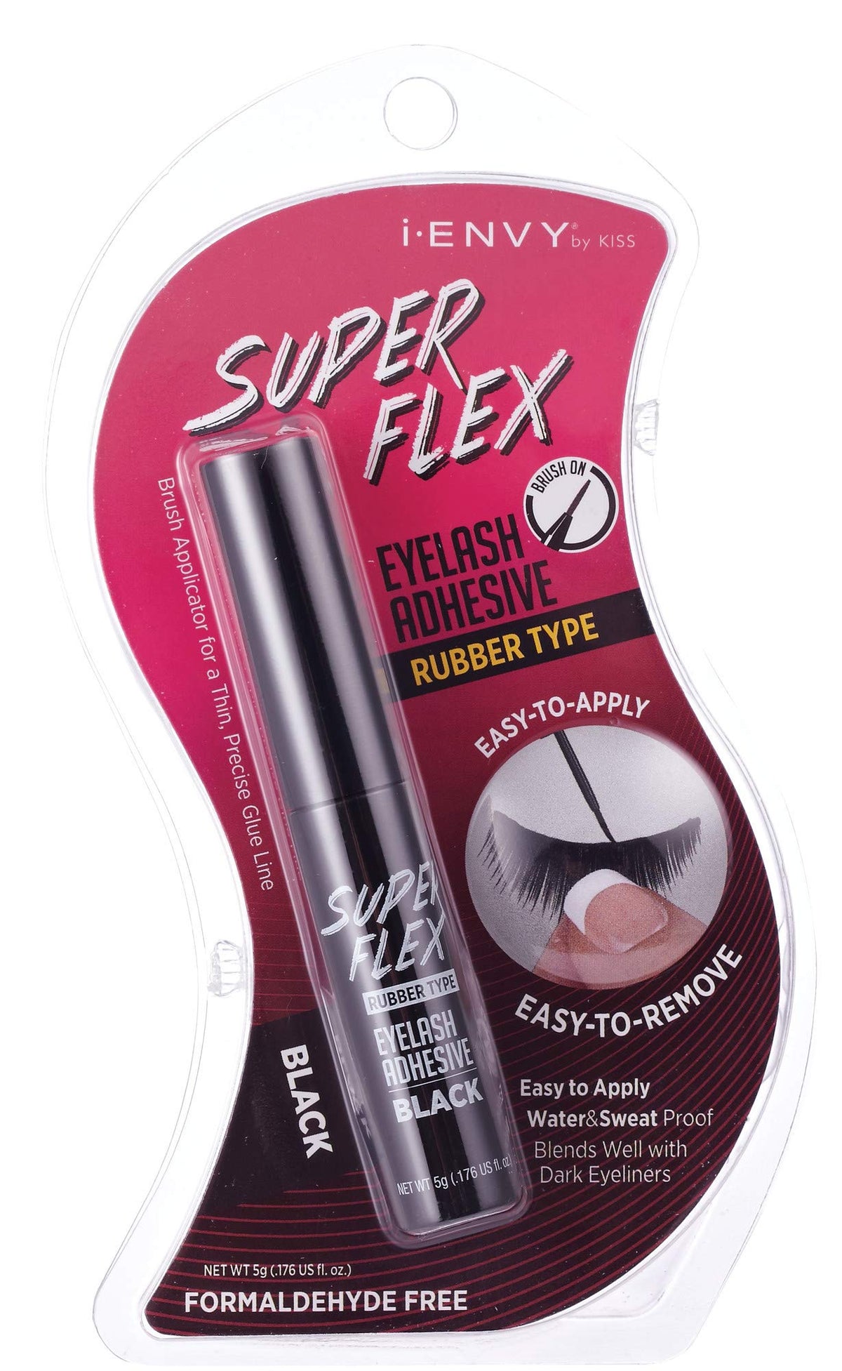 KISS i-Envy Super Flex Brush Eyelash Adhesive - Black Rubber, 0.176 Fl Oz