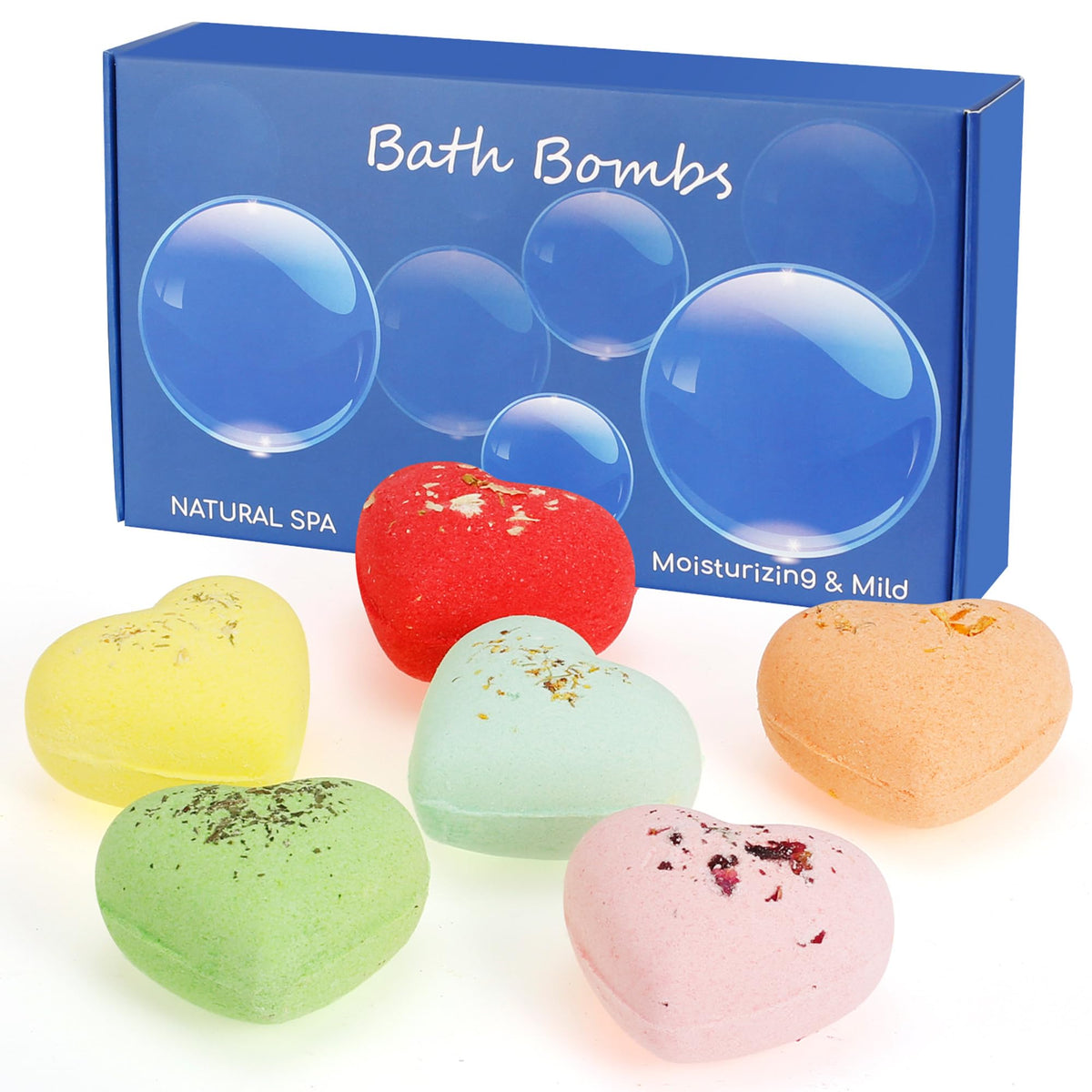 Ttservuy Heart-Shaped Bath Bombs Gift Set With Essential Oils - Perfect For Self Care & Spa