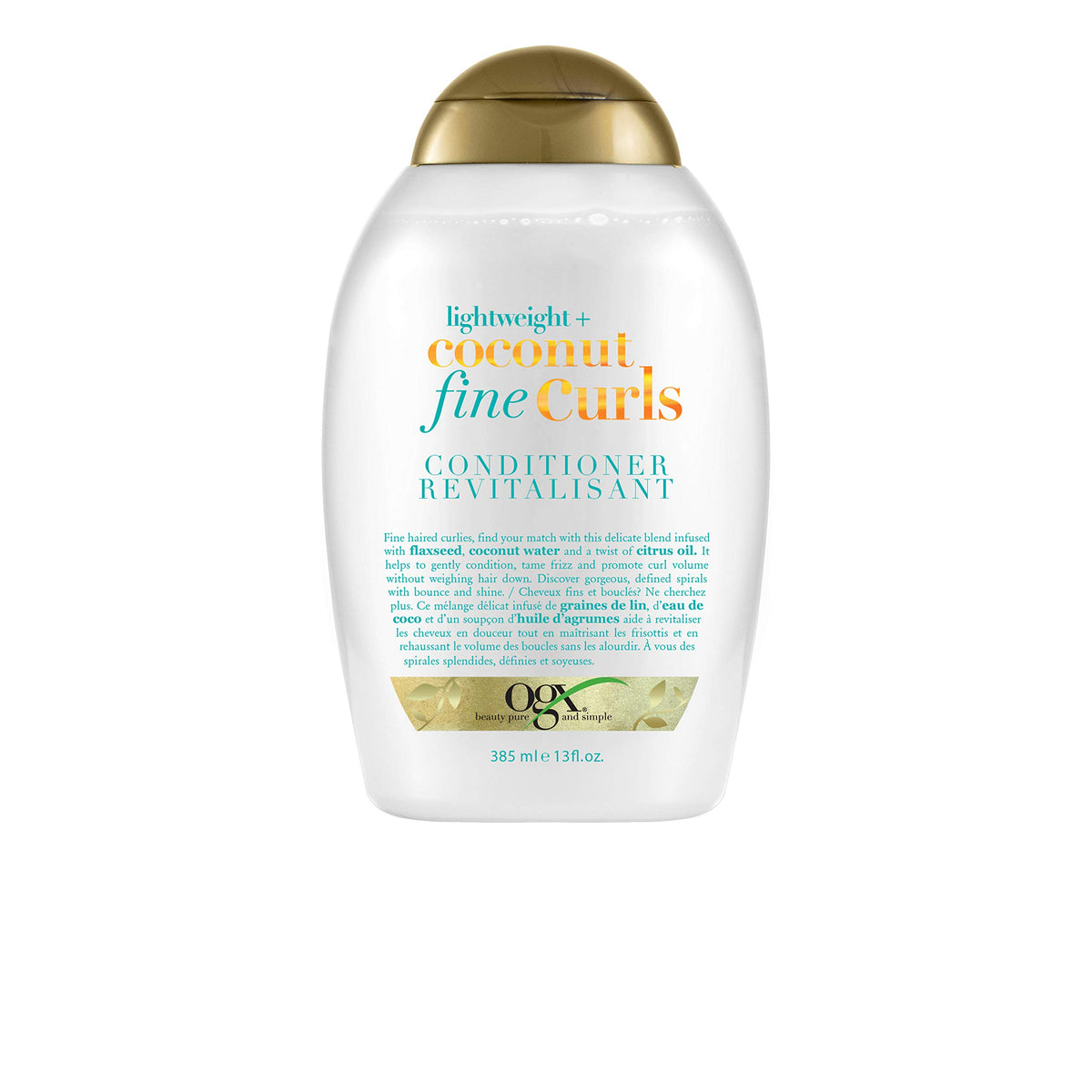 Ogx Coconut Water Conditioner For Fine Curls, 13 Fl Oz - Lightweight & Hydrating