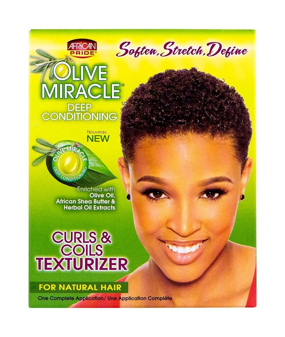 African Pride Olive Miracle Curls & Coils Texturizer With Aloe Vera & Castor Oil, 1 Kit