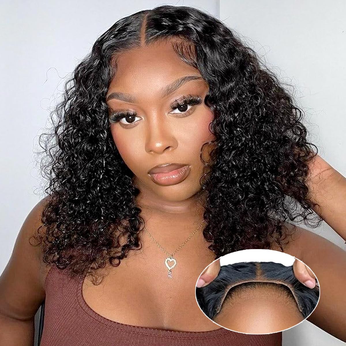 Gyajep 12 Inch Water Wave Bob Wig - Glueless Human Hair, Pre Plucked, 180% Density For Black Women