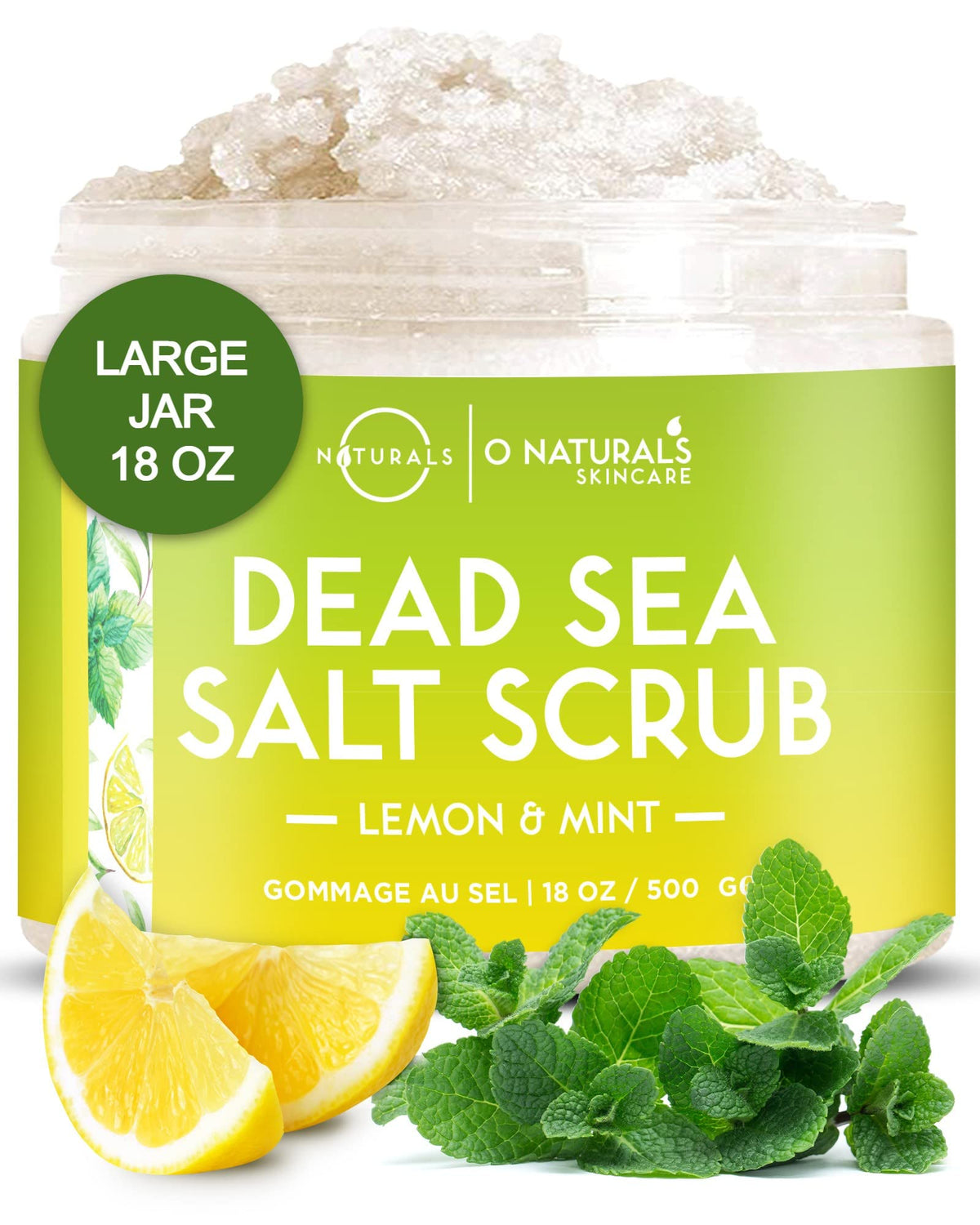 O Naturals Exfoliating Lemon Oil Scrub - Dead Sea Salt For Oily Skin & Acne, 18Oz