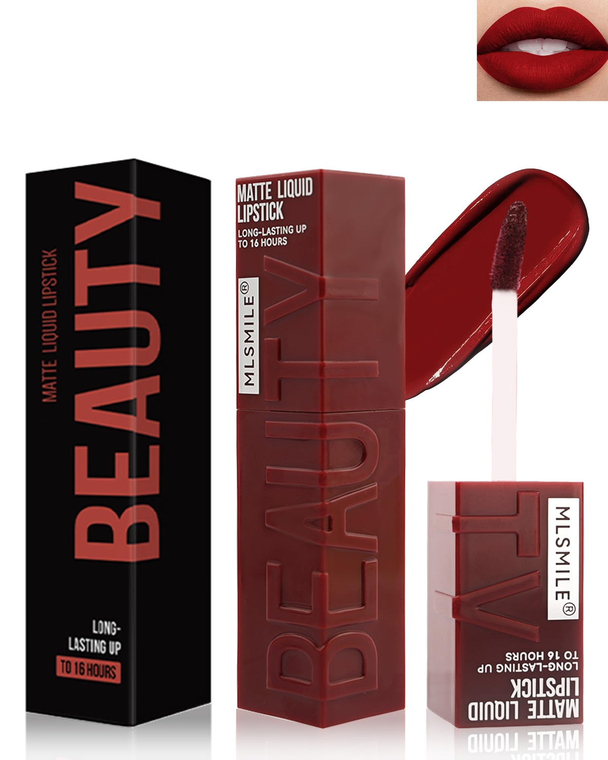 Lestpola Matte Liquid Lipstick - Highly Pigmented Dark Red Lip Tint, 16H Wear, Waterproof, 0.2