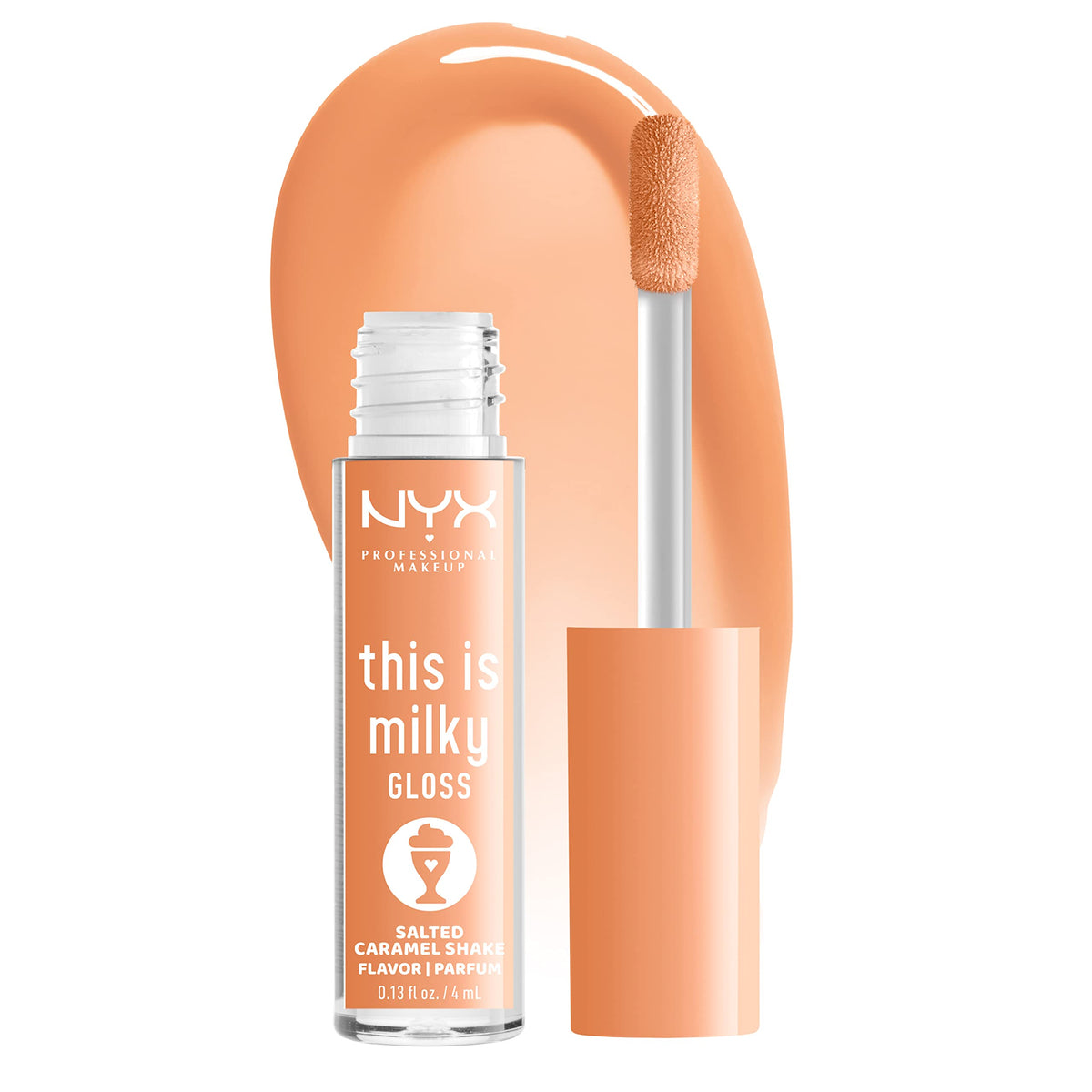 NYX PROFESSIONAL MAKEUP Milky Gloss, Vegan Lip Gloss, 12HR Hydration - Salted Caramel Shake, 0