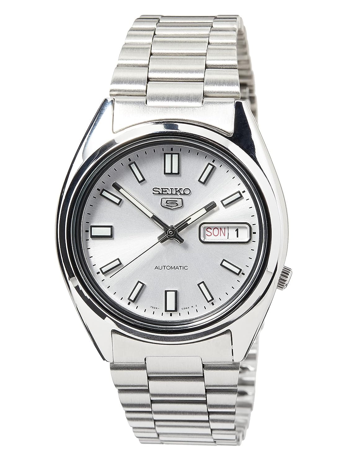 Seiko Men'S Snxs73K 5 Stainless Steel Silver Dial Watch, One Size, Silver/Silver