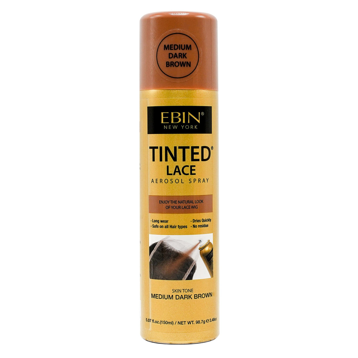 Ebin New York Tinted Lace Spray - 5.07Oz Medium Dark Brown For Flawless Hairline Coverage