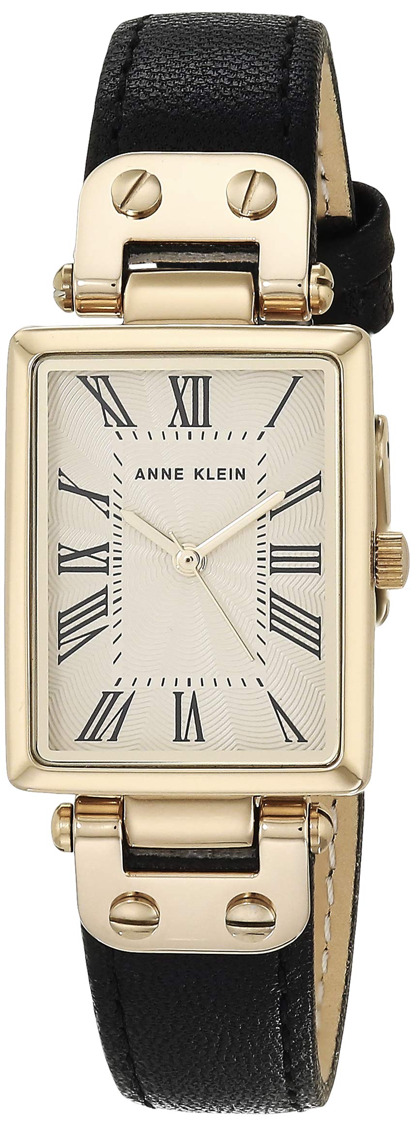 Anne Klein Women'S Black/Gold Leather Strap Watch Ak/3752 - Stylish & Elegant Timepiece