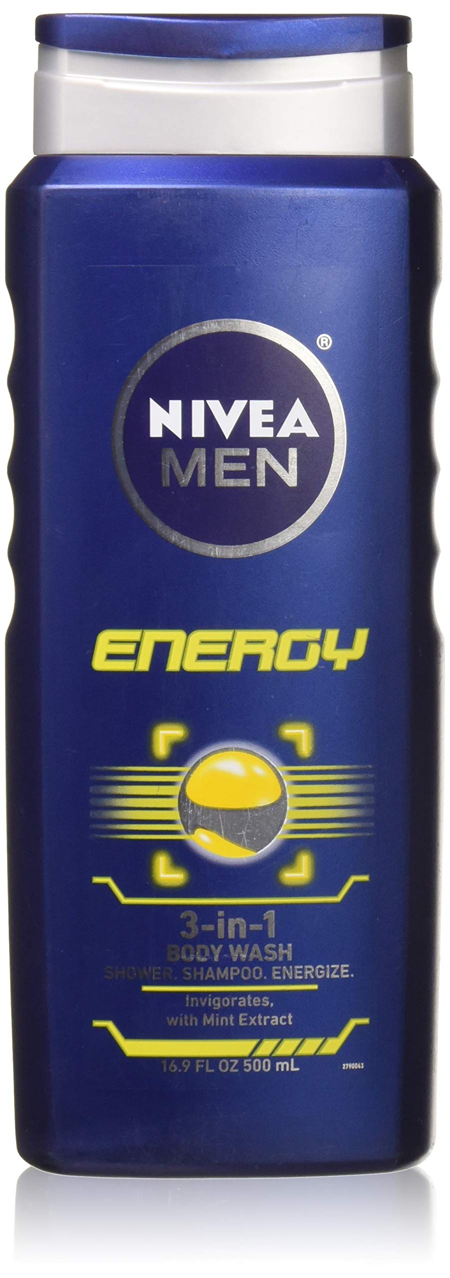 NIVEA FOR MEN 3-in-1 Body Wash Energy 16.90 oz (Pack of 4)