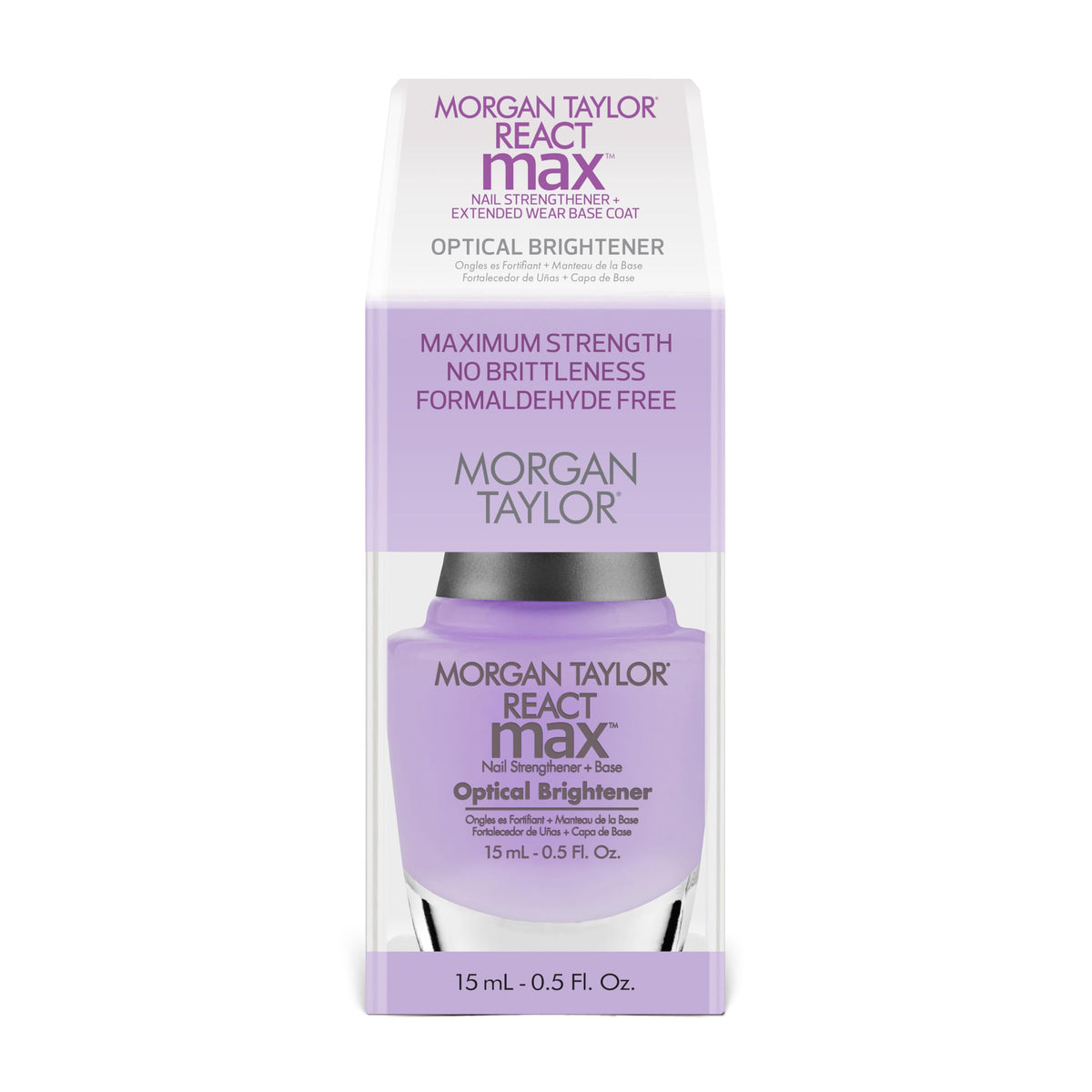 Morgan Taylor Reactmax Nail Strengthener & Base Coat - Formaldehyde-Free, 2-In-1, 15Ml