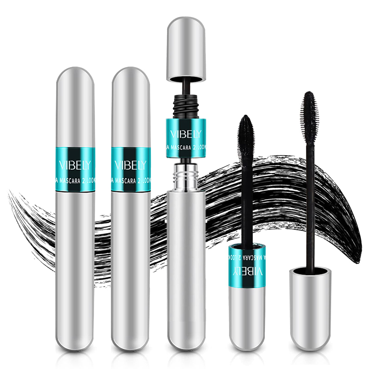 Lash Cosmetics Vibely Mascara - 5X Longer, Waterproof, 2-Pack, No Clump, Black