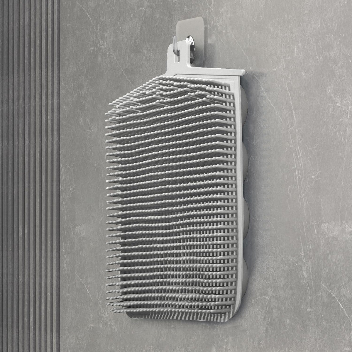 Jchous Grey Back Scrubber For Shower Wall - Hands-Free, Large Suction Cups, Silicone Massage Pad