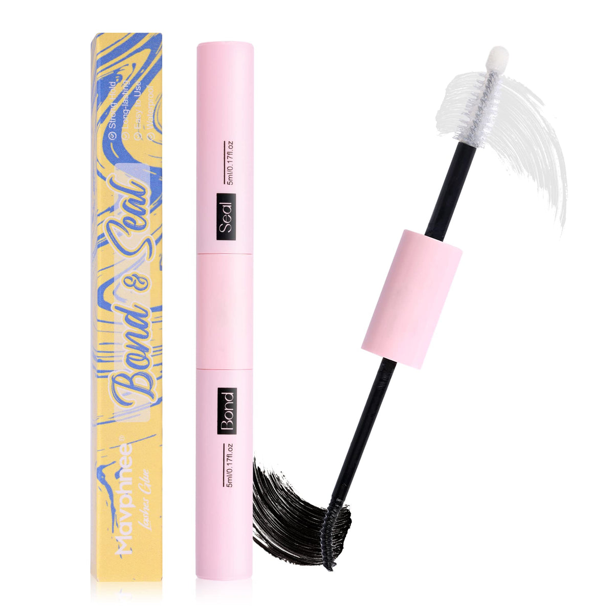 Mavphnee Lash Glue Bond & Seal - Waterproof 2-In-1 Strong Hold For Diy Lash Extensions