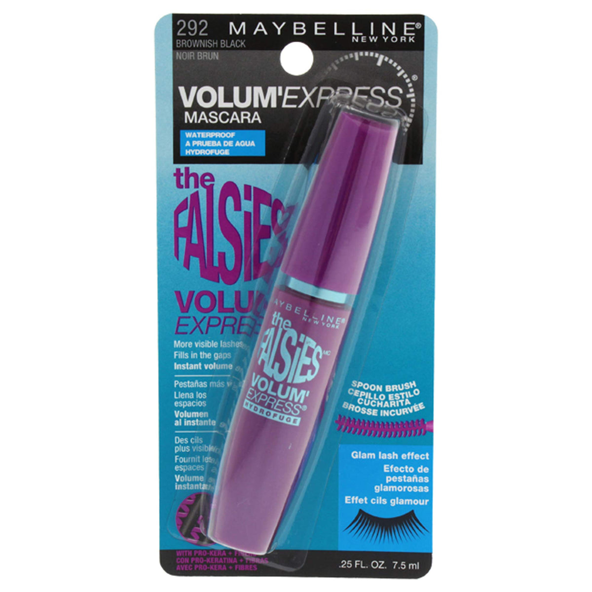 Maybelline The Falsies Waterproof Mascara, Volumizing, Blackest Black, 0.25 Fl Oz