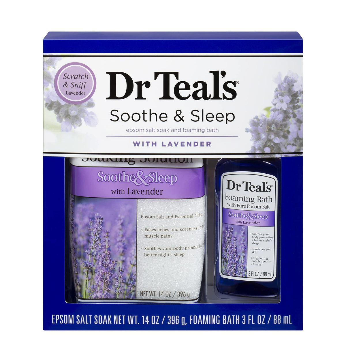 Dr Teal'S Lavender Epsom Salt & Foaming Bath Oil Gift Set - Relaxation & Sleep Aid - 14 Oz