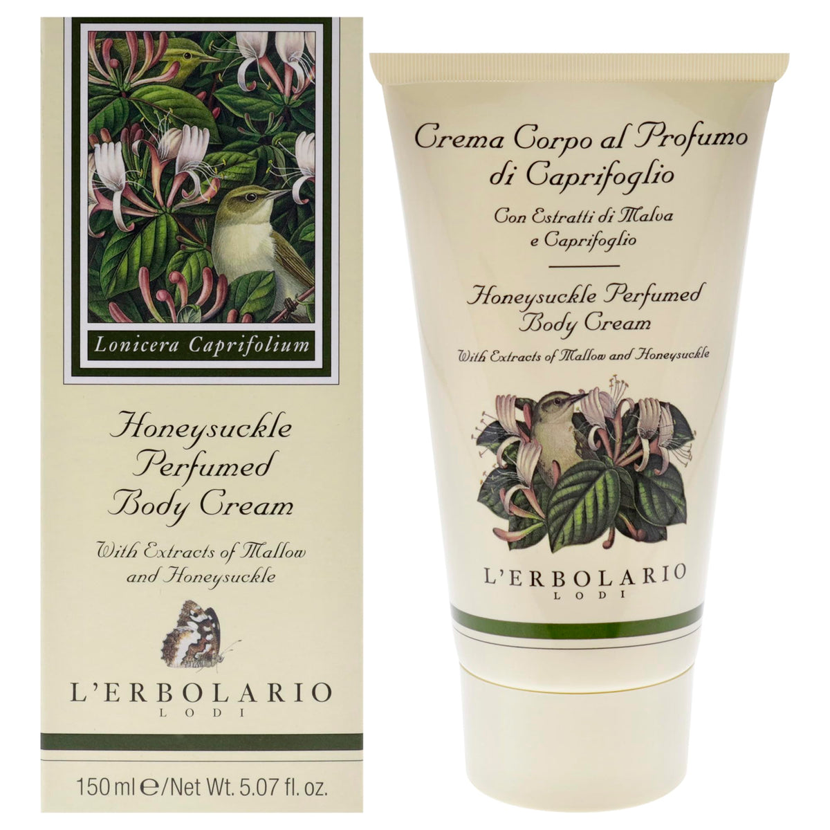 L'Erbolario Honeysuckle Body Cream, 5.7 oz - Moisturizing, Floral Citrus, Cruelty-Free