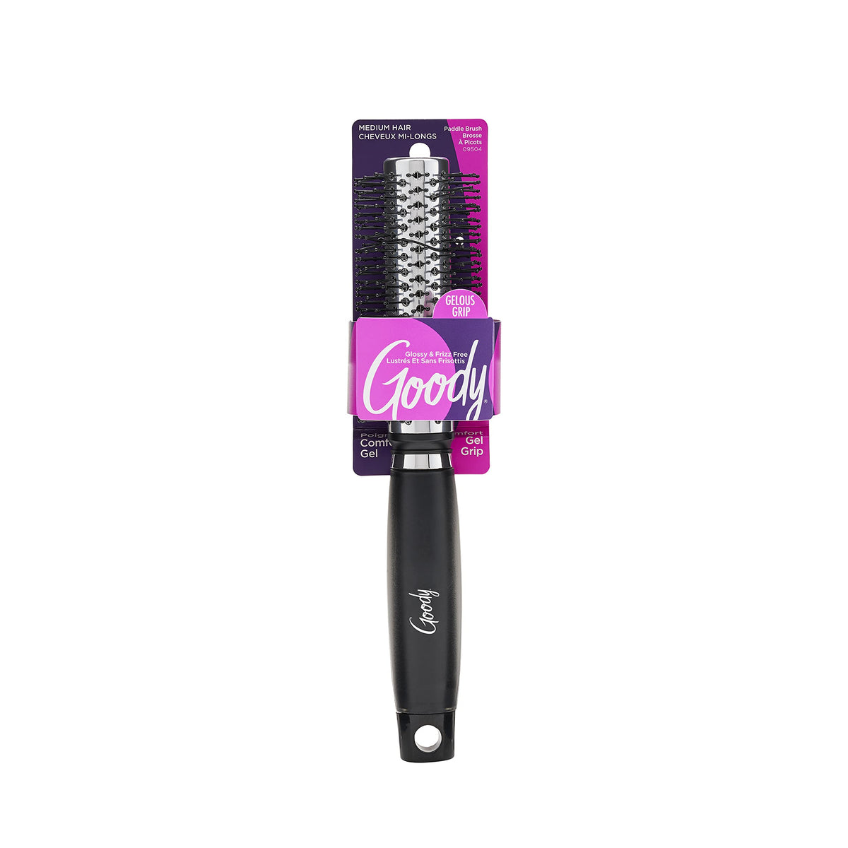 Goody Gelous Grip Round Brush - Medium Hair, 1Ct, Color Varies (Black, Purple, Red)