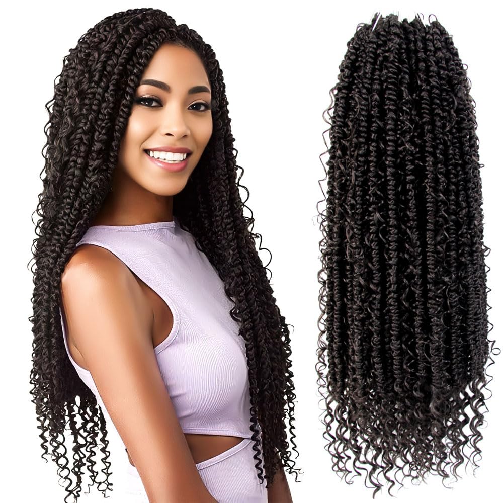 Serendipa 22&quot; Passion Twist Crochet Hair, 8 Packs, Pre-Looped Curly Ends, Bohemian 4# Brown