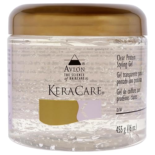 KeraCare Protein Styling Gel - Clear, 16 Oz - Strong Hold, Non-Flaking, Perfect for All Hair Types