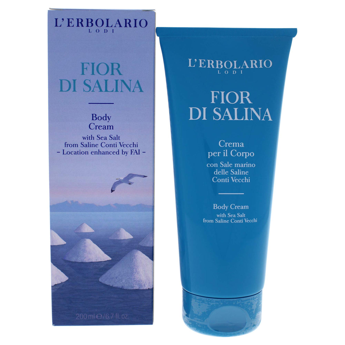 LErbolaro Fior Di Salina Body Cream  Soothing Sea Salt Moisturizer for Dry Skin  Calcium and MagnesiumRich  With Hydrating C