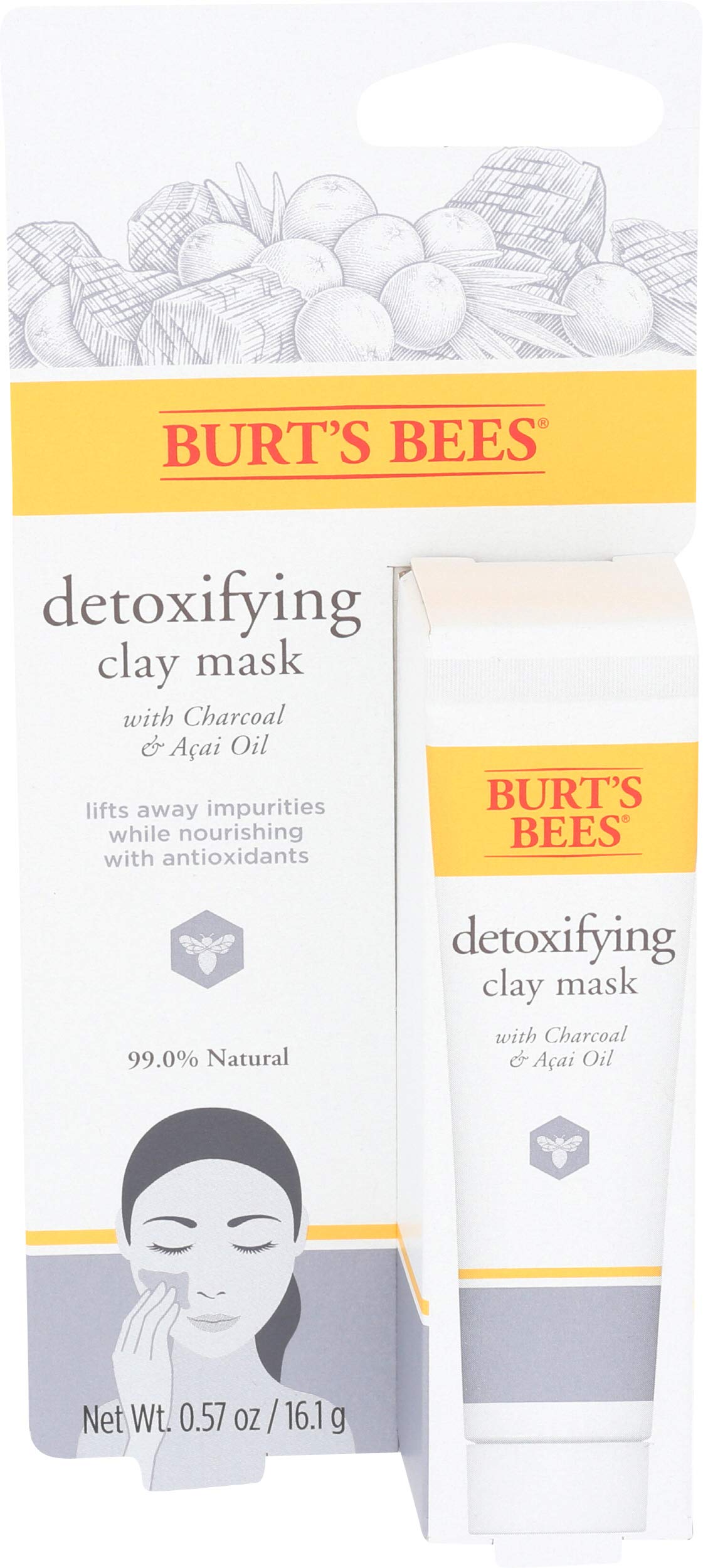 Burt'S Bees Detoxifying Clay Mask, Unisex, 0.57 Ounce - Natural Skincare Treatment