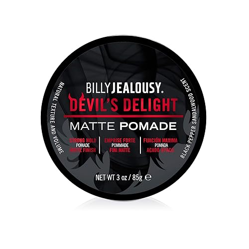 Billy Jealousy Devil'S Delight Pomade, Strong Hold, Water-Based, Black Pepper & Sandalwood, 3 Oz.