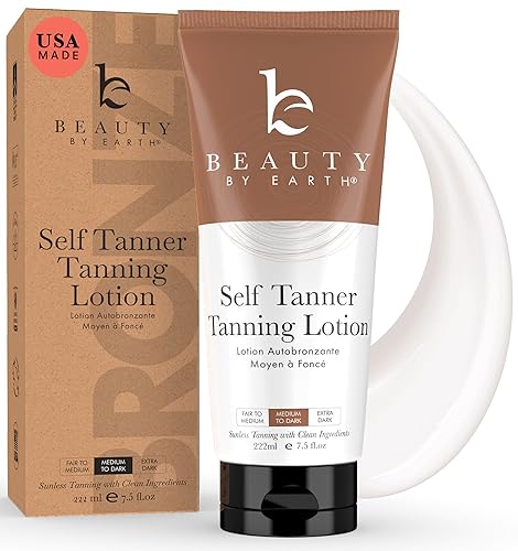 Beauty By Earth Self Tanner - Natural & Organic Moisturizing Lotion, Medium To Dark, 7.5 Fl Oz