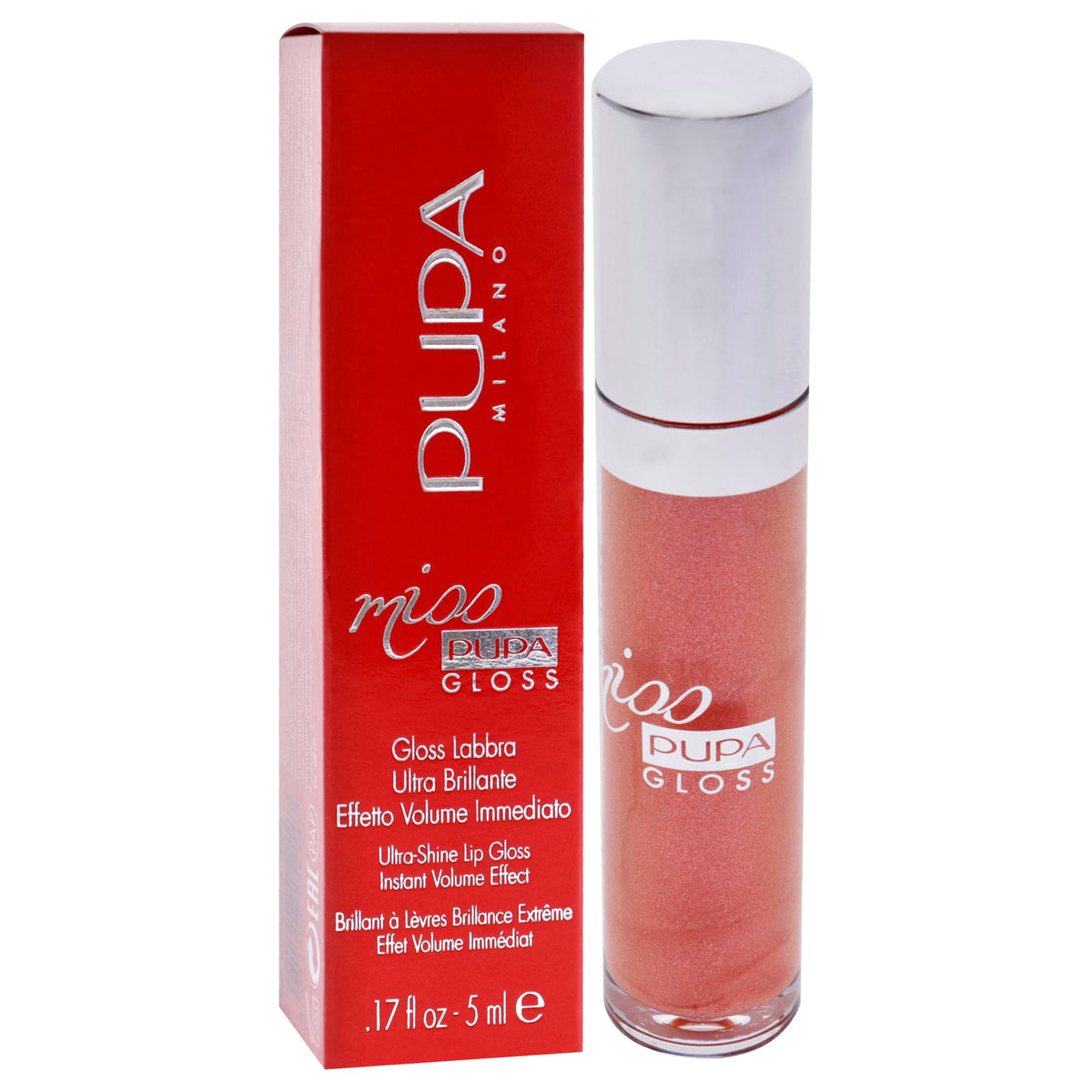 Pupa Milano Miss Milano Lip Gloss - Shiny Gel, Plumping, Moisturizing - Juicy Glaze, 0.17