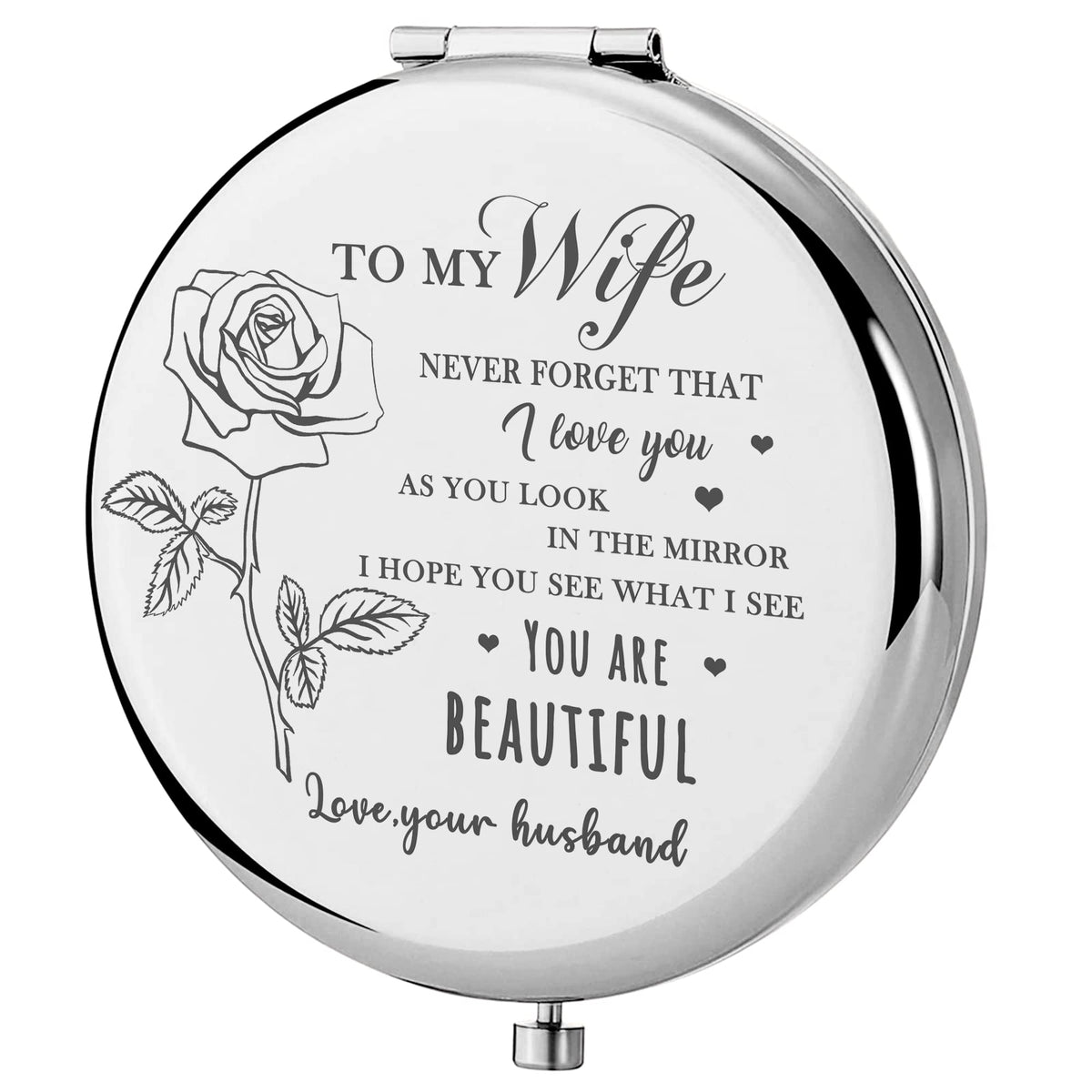 Gaolziuy Silver Compact Mirror For Wife - Perfect Birthday, Anniversary & Mother'S Day Gift