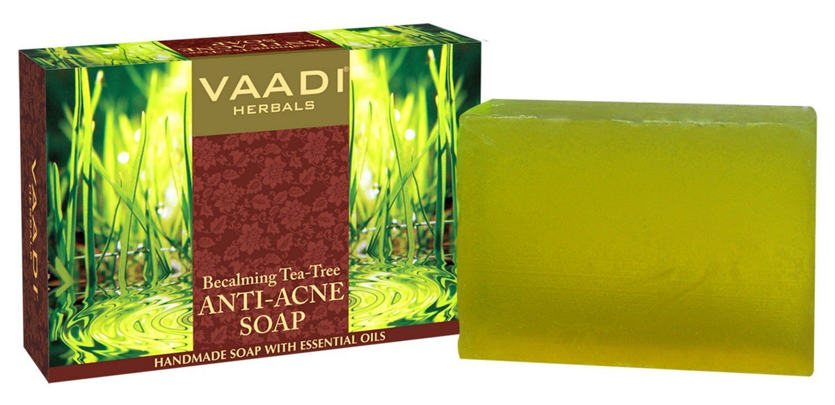 Vaadi Herbals Tea Tree Oil Bath Bar Soap With Clove Oil - 100% Natural - Pack Of 6