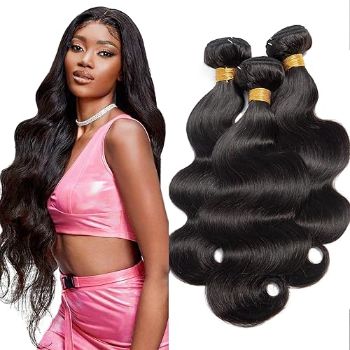 FASHION VILA Body Wave Bundles - 100% Unprocessed Brazilian Virgin Human Hair Weave 16-20 Inch