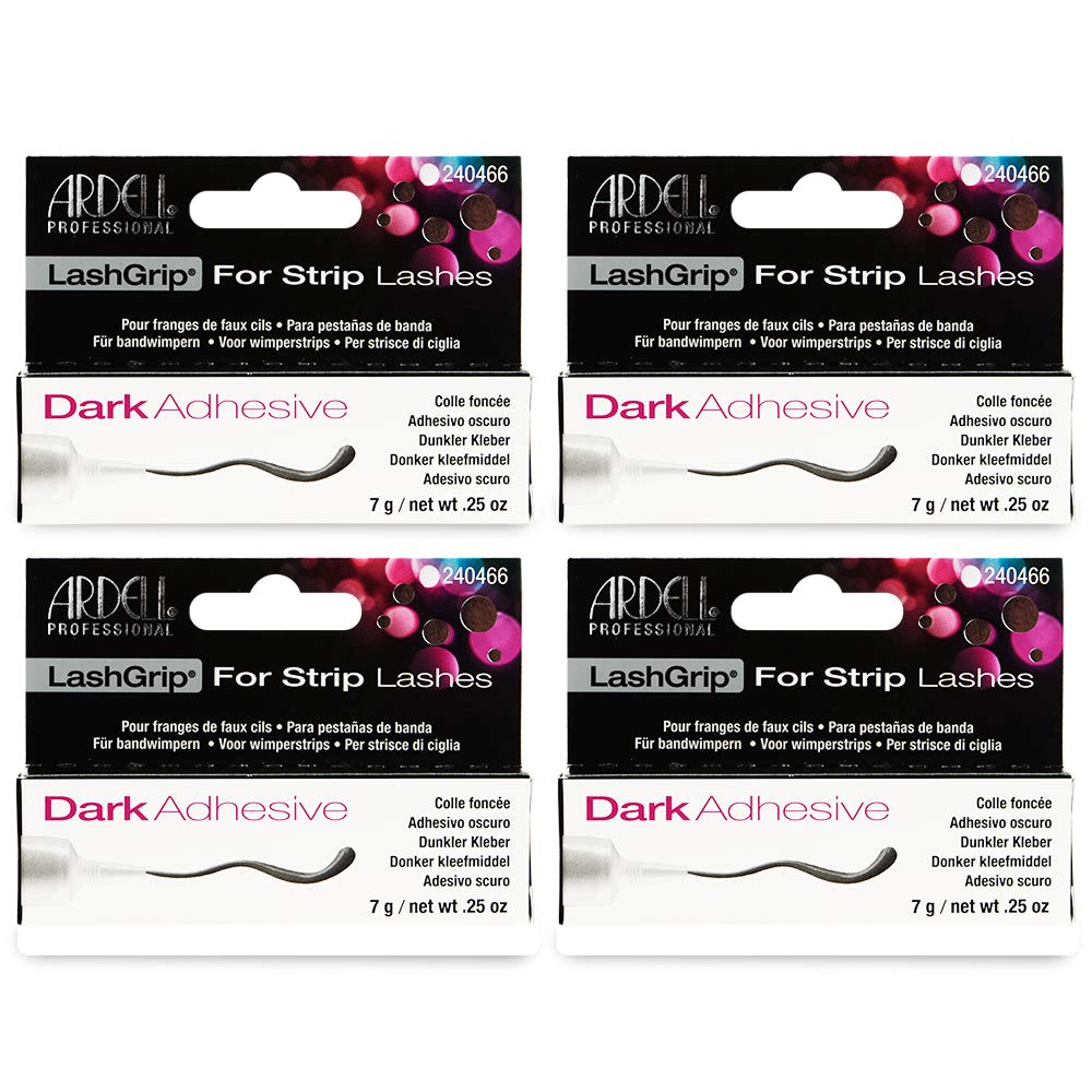 Ardell Lashgrip Dark False Lash Adhesive, 0.25Oz - 4 Pack, Latex Formula For Secure Hold