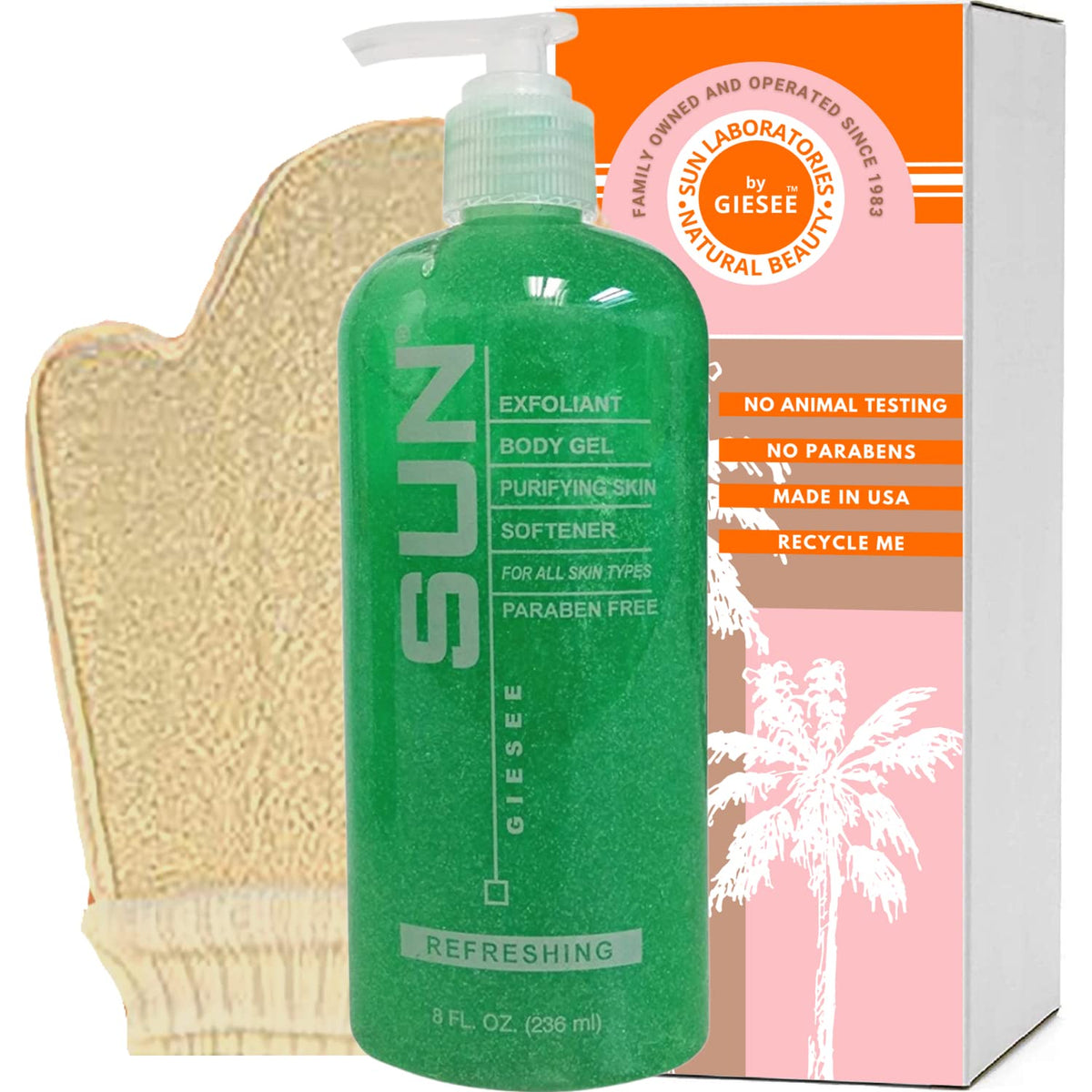 Sun Labs Unscented Exfoliating Body Scrub With Loofah Mitt - 8 Fl. Oz. For Soft Skin