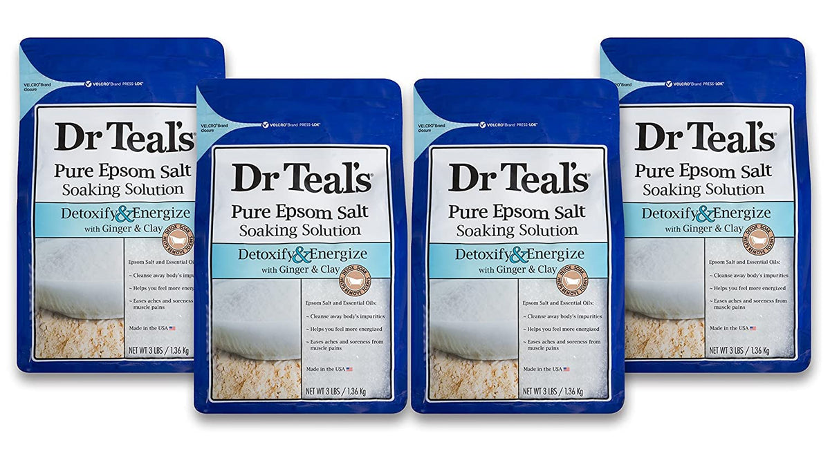 Dr. Teal'S Ginger & Clay Bath Soak Gift Set - 4 Pack, Detox & Energize With Epsom Salt