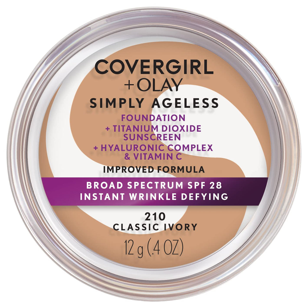 COVERGIRL+OLAY Simply Ageless Instant Wrinkle-Defying Foundation, 210 Classic Ivory, 0.44