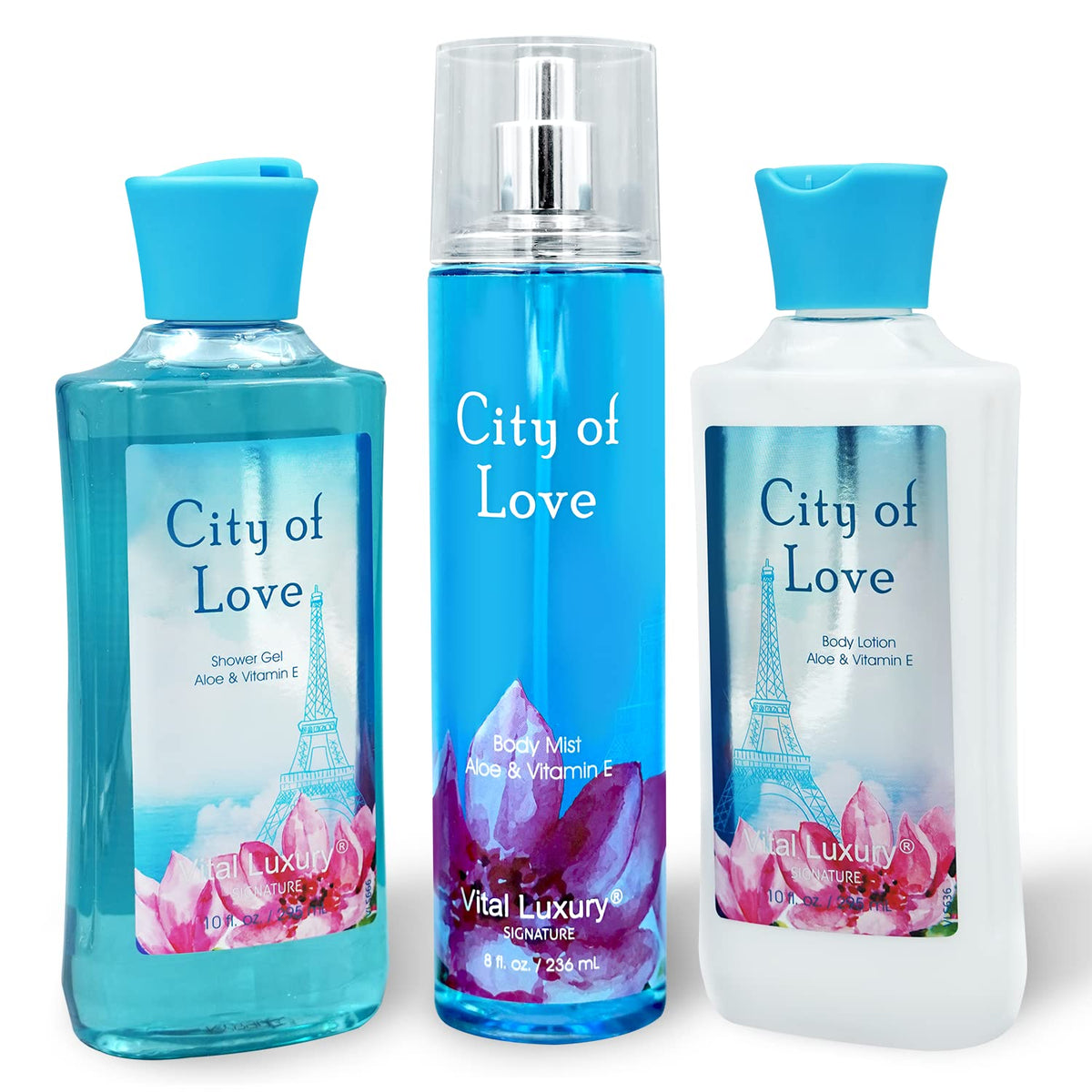 Vital Luxury City Of Love Spa Gift Set - Body Lotion, Shower Gel & Fragrance Mist For Women