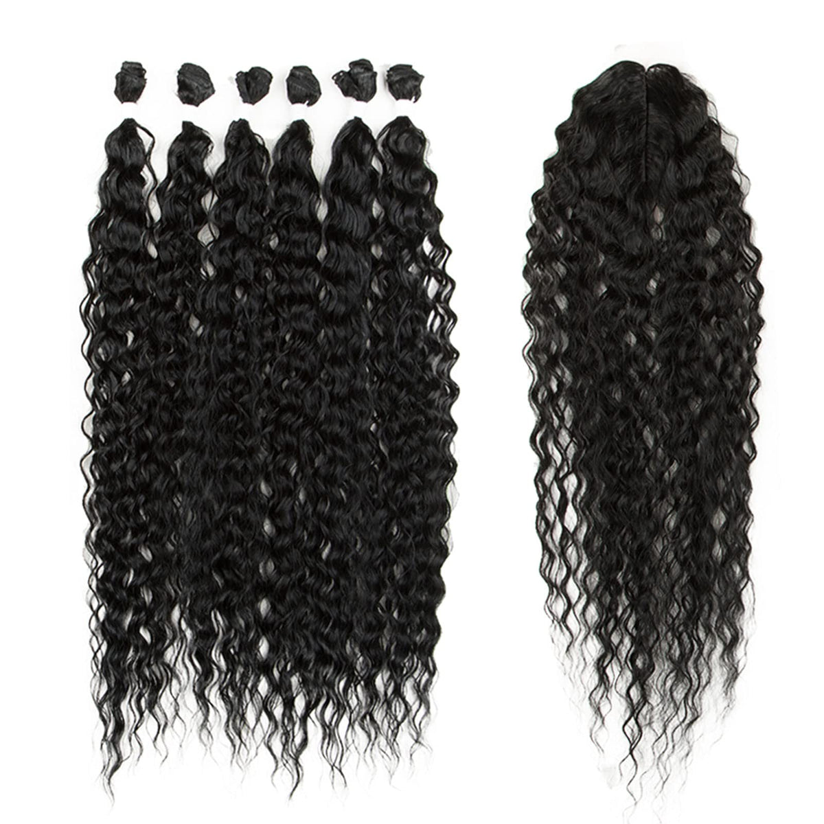 Début 30&quot; Water Wave Synthetic Hair Bundles & Closure, 613 Blonde, 7Pcs, Heat Resistant