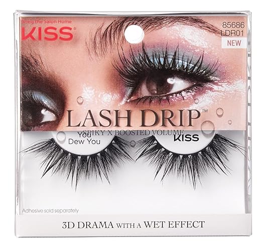 Kiss Lash Drip You Dew You - Black Synthetic Lash Fibers, 3 Count Pack