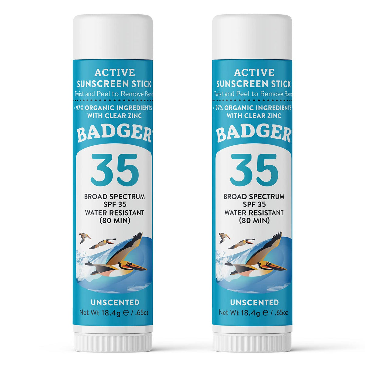 Badger Face Sunscreen Stick Spf 35, 97% Organic, Reef Friendly, Unscented, 0.65 Oz (