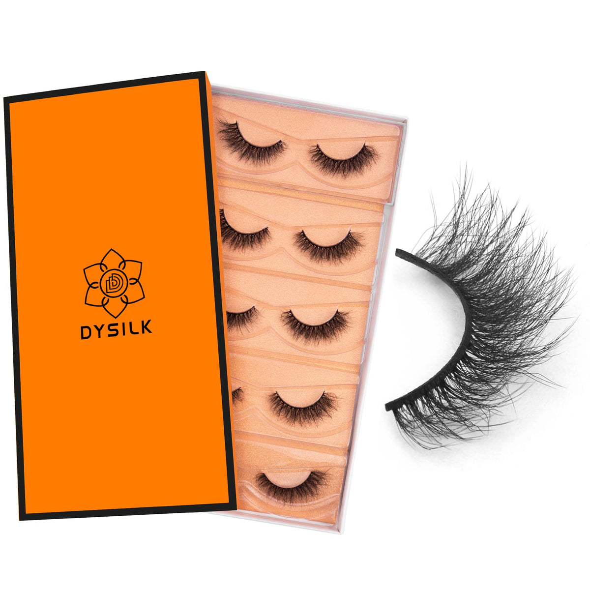 DYSILK 5 Pairs Wispy Mink Lashes - 6D Faux Eyelash Extensions, Natural Look, Reusable