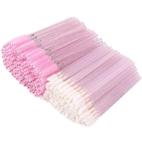 Tbestmax 200 Disposable Mascara Wands & Lipstick Applicators - Pink, Plastic, 200pcs