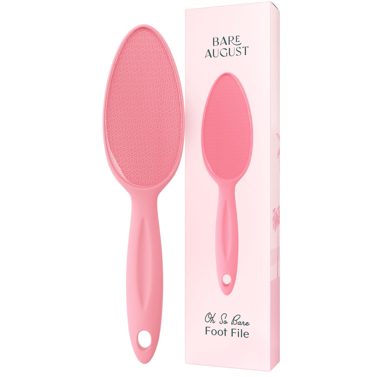 Bare August Glass Foot File - Pink Callus Remover & Heel Scraper, In-Shower Foot Scrubber