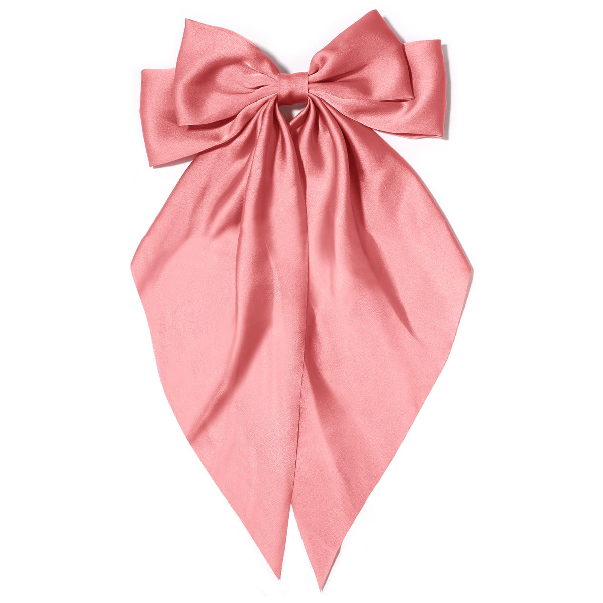 Kivzex Big Watermelon Red Satin Hair Bows - Long Tail Cute Ribbon Clips For Women & Girls