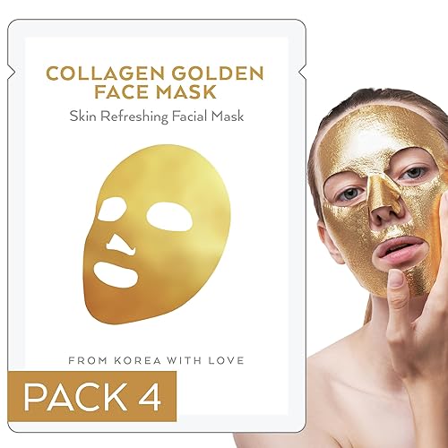 Wonder Family 24K Gold Korean Collagen Face Mask Set - Hydrating Skin Care, 4 Pack