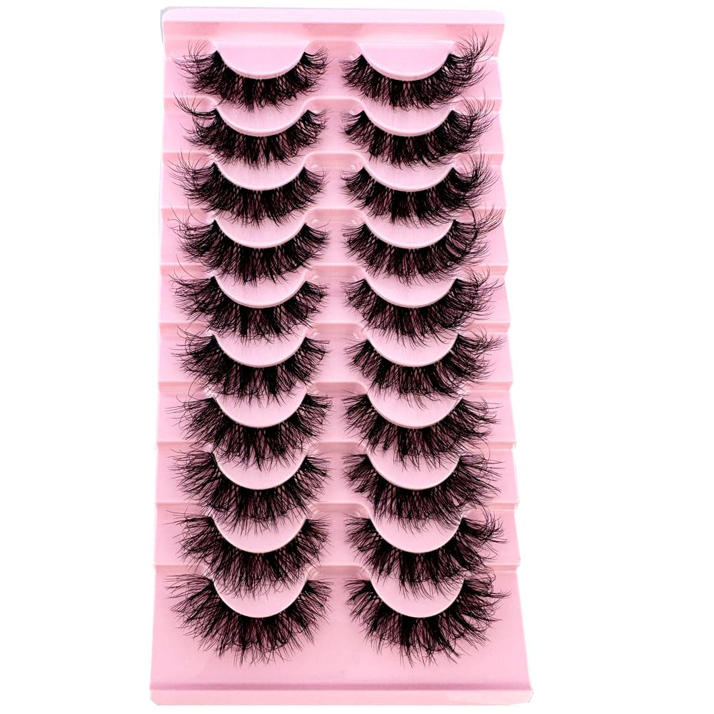 HBZGTLAD 3D Curl Winged Fake Eyelashes - Thick Handmade Natural Mink Lashes, Black