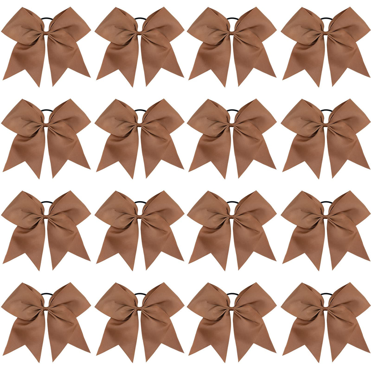 OAOLEER 16PCS 8&quot; Brown Cheer Hair Bows for Teen Girls - Elastic Ponytail Holders