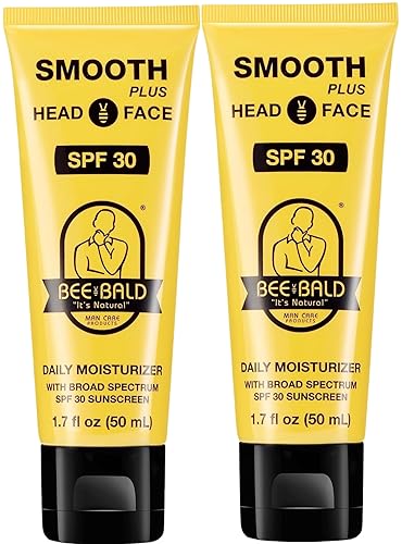 Bee Bald Smooth Plus Head & Face Moisturizer Spf 30, Hydrating & Toning, 1.7 Fl Oz