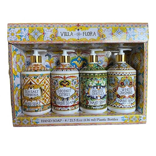 Home And Body Company Hand Soap 4Pk Villa Flora - Essential Oils: Sea Salt, Coconut, Orchid, Jasmine