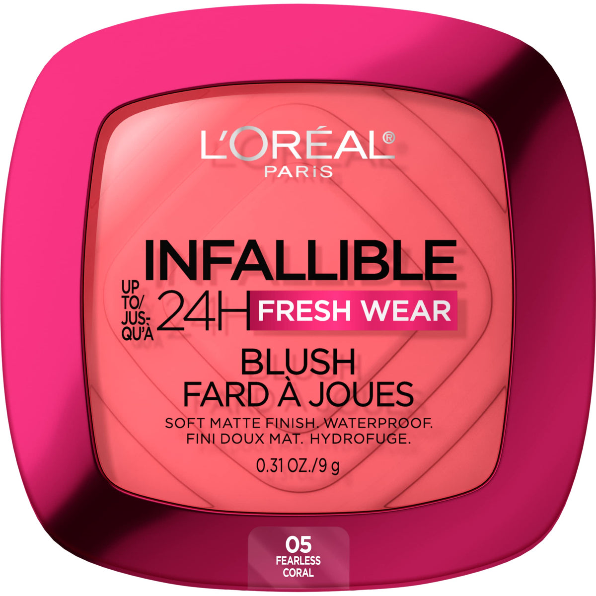 L'Oreal Paris Infallible 24H Soft Matte Blush, Waterproof Cheek Makeup, Fearless Coral 0.31 Oz