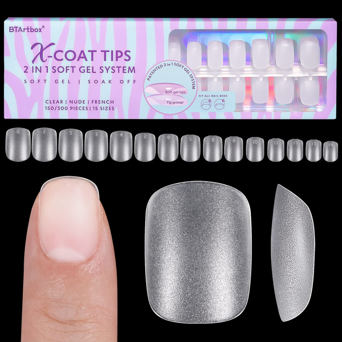 Btartbox Xxs Square Nail Tips - 300Pcs Extra Short Gel Nails For Home Diy Nail Extensions